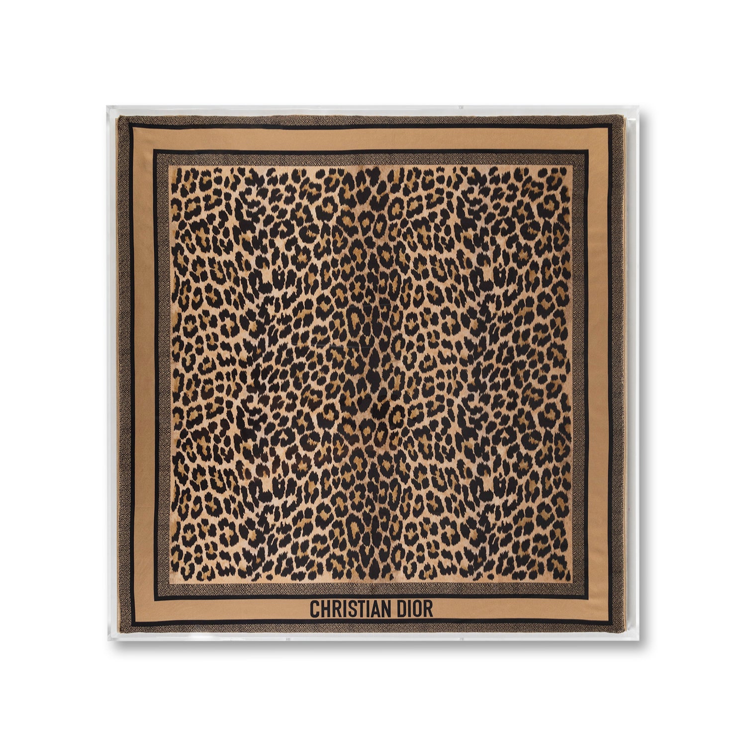 Framed Christian Dior Leopard Scarf in a 36x36x2