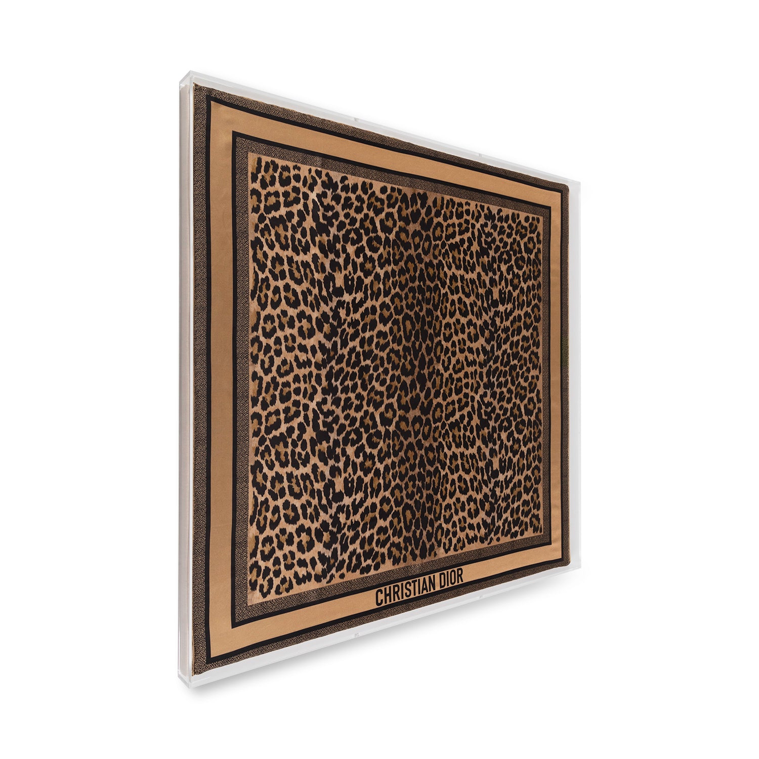 Framed Christian Dior Leopard Scarf in a 36x36x2