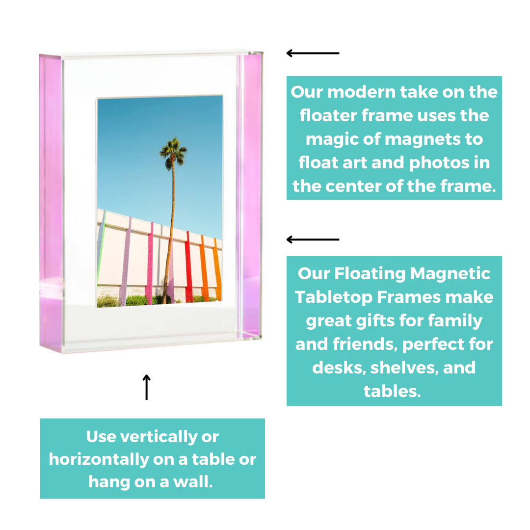 Rainbow Float Frame for Tabletop or Wall with Magnetic Photo Holder